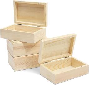 img 4 attached to 🔲 Versatile and Durable 4-Pack Unfinished Wood Boxes with Hinged Lid (5.5 x 3.5 x 2 in) for Unique Crafts and Storage