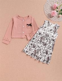 img 3 attached to 🎀 Cute Bowknot Floral Allover Girls' Clothing: Perfect for Casual Style