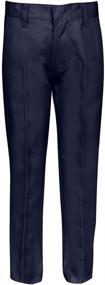 img 3 attached to 👖 Top-Quality Adjustable Waist Flat Front Girls Pants in Khaki, Navy, Black & Grey