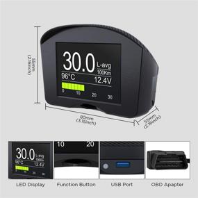 img 2 attached to 🚗 Autool X50 Plus Car OBD HUD Multi-Function Digital Meter Alarm Speed Water Temp Head Up Display for OBD Driving Computer – Supports 12V OBDII Diesel Vehicles