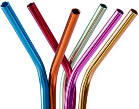 img 3 attached to 🌈 6-Piece 10.5" Stainless Steel Reusable Drinking Straws Set - Rainbow Colorful Metal Straws for 20oz and 30oz Stainless Tumblers Rumblers Cold Beverages - Includes Free Cleaning Brush - Bent