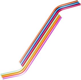 img 2 attached to 🌈 6-Piece 10.5" Stainless Steel Reusable Drinking Straws Set - Rainbow Colorful Metal Straws for 20oz and 30oz Stainless Tumblers Rumblers Cold Beverages - Includes Free Cleaning Brush - Bent