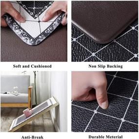 img 3 attached to Black Kitchen Rug/Anti Fatigue Mat: Waterproof, No-Slip Cushioned Floor Mat Set - Comfort for Home, Office, Sink, Laundry