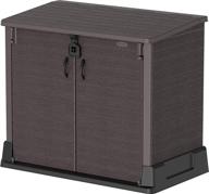 🏡 durable duramax cedargrain storeaway 850l plastic garden storage shed - outdoor bike shed – strong construction for tools, bikes, bbqs & 2x 120l garbage bins, 130 x 74 x 110 cm, brown logo