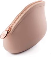 pudinbag: stylish and waterproof silicone makeup pouch for women - beige & vegan logo