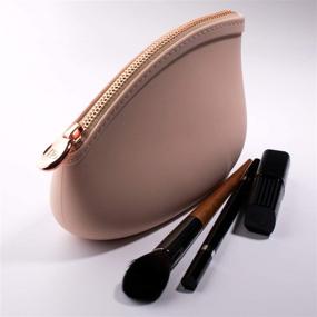 img 2 attached to PudinBag: Stylish and Waterproof Silicone Makeup Pouch for Women - Beige & Vegan