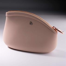 img 1 attached to PudinBag: Stylish and Waterproof Silicone Makeup Pouch for Women - Beige & Vegan