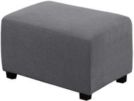 🔲 gray rectangle ottoman slipcovers - spandex footrest sofa slipcover with storage, machine washable - large size logo