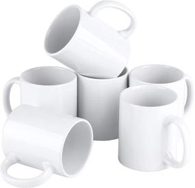 img 4 attached to Premium Set of 6 White Porcelain Espresso Cups - 12 oz, Sublimation Mugs Blank, DIY Coated Ceramic Mugs for Coffee, Tea, Soup, and More!