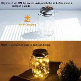 img 3 attached to 🌞 Solar Mason Jar Lights, 4 Pack 20 LED Waterproof Fairy Firefly Jar Lids String Lights - Warm White: Perfect Patio, Yard, Garden, Wedding, and Easter Decoration