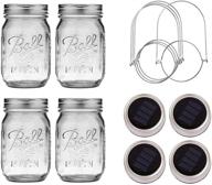 🌞 solar mason jar lights, 4 pack 20 led waterproof fairy firefly jar lids string lights - warm white: perfect patio, yard, garden, wedding, and easter decoration логотип