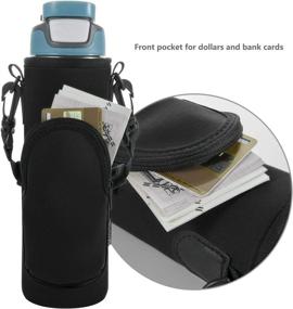 img 1 attached to 👜 Case Star Flask Water Bottle Bag Pouch: Black Holder with Adjustable Strap for 20-26oz Flask Water Bottle