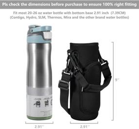 img 3 attached to 👜 Case Star Flask Water Bottle Bag Pouch: Black Holder with Adjustable Strap for 20-26oz Flask Water Bottle