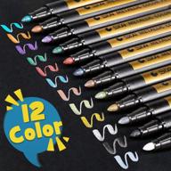 🖌️ vibrant 12-color putwo metallic markers: 2mm metallic paint pens for photo albums, scrapbooks, and more logo