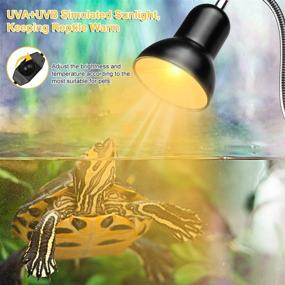 img 3 attached to 🐢 Reptile Heat Lamps: Turtle Lamp with UVA/UVB for Aquarium Tanks - 360° Rotatable Basking Lamp with Clamp, Ideal for Lizards, Turtles, Snakes & Aquatic Plants - Includes 2 Heat Bulbs (E27,110V)