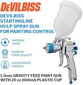 img 4 attached to DeVilBiss STARTINGLINE HVLP Spray Gun: Precision Painting Control with 1.3mm Gravity Feed and 600ml Cup
