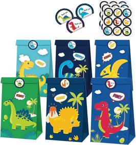 img 4 attached to 🦖 Dinosaur Goodie Bags for Halloween Decorations: Perfect Gifts for 3 Year Old Boys and Dinosaur Themed Birthday Parties, Halloween Party Favor Bags for Kids 3-5 and 4-8 (18PCS)