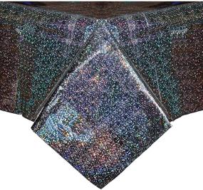 img 1 attached to Iridescent Plastic Table Covers, Silver Holographic Foil (54 x 108 in, Pack of 3)