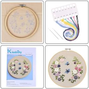 img 2 attached to 🌸 Complete Embroidery Starter Kit - Includes Floral Pattern Embroidery Fabric, Bamboo Embroidery Hoop, Color Threads and Tools Kit - Ideal for Cross Stitching (Flower and Butterfly Design)