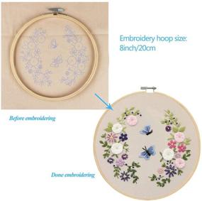 img 3 attached to 🌸 Complete Embroidery Starter Kit - Includes Floral Pattern Embroidery Fabric, Bamboo Embroidery Hoop, Color Threads and Tools Kit - Ideal for Cross Stitching (Flower and Butterfly Design)