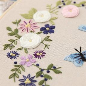 img 1 attached to 🌸 Complete Embroidery Starter Kit - Includes Floral Pattern Embroidery Fabric, Bamboo Embroidery Hoop, Color Threads and Tools Kit - Ideal for Cross Stitching (Flower and Butterfly Design)