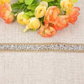 img 2 attached to Akozon Diamond Ribbon: Stunning 5-Yard 15mm Gold Edge Silver Diamond Wrap Roll for Wedding Cake Bridal Décor