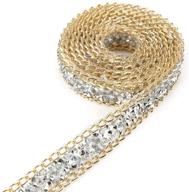 akozon diamond ribbon: stunning 5-yard 15mm gold edge silver diamond wrap roll for wedding cake bridal décor logo