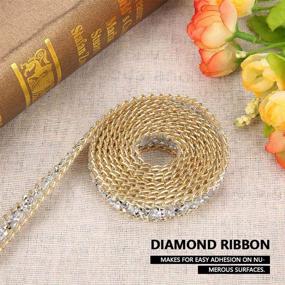 img 1 attached to Akozon Diamond Ribbon: Stunning 5-Yard 15mm Gold Edge Silver Diamond Wrap Roll for Wedding Cake Bridal Décor