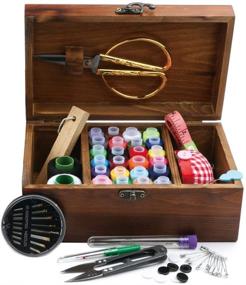 img 3 attached to 🧵 Retro Dandelion MissLytton Sewing Kit Box - Wooden Hand Home Sewing Repair Tool Kit for Beginners, Universal Sewing Accessories Set for Women, Men, Adults, Girls, and Kids