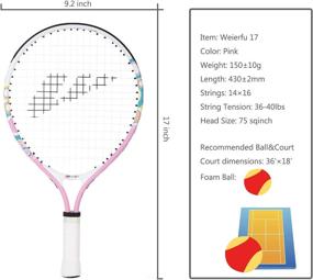 img 3 attached to 🎾 Weierfu Junior Tennis Racket for Kids Toddlers Starter Racket 17" - Lightweight Strung with Cover Bag