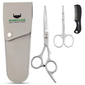 img 3 attached to 🧔 Beardclass Beard Mustache Scissors Kit Set for Men (3 in 1) - Complete Beard Care Package with Small Comb and Leather Pouch