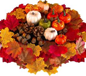 img 4 attached to 🎃 86-Piece Halloween Artificial Pumpkins with Mini Fake Pumpkins, Maple Leaves, Acorns, Pine Cones for Garland, Thanksgiving Decor, Artificial Vegetables, Fall Decorations