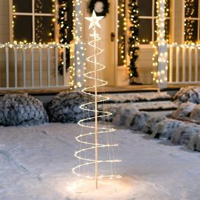 img 3 attached to 🎄 Joiedomi 5ft Spiral Christmas Tree with 100 LED Lights - Animated Lightshow, Perfect for Outdoor Yard Garden Decorations, Christmas Events, Night Decorations, and Christmas Eve - Warm White