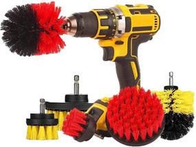 img 1 attached to 🧽 Enhanced EZ Scrub Drill Brush 3 Pc. Set (Red) - Versatile Power Scrubber Cleaning Brush for Grout, Flooring, Bathroom Tiles, Kitchen, Outdoor Spaces