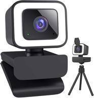 enhanced 1080p webcam with ring light, microphone, privacy cover & tripod stand - perfect for zoom meetings, skype, pc/mac, laptop, and desktop logo