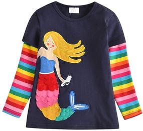 img 4 attached to DXTON Winter Crewneck T-Shirt for Toddler Girls - Clothing, Tops, Tees & Blouses