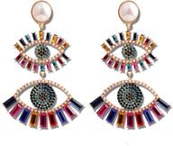 😈 rainbow crystal evil eye earrings: hypoallergenic halloween funny jewelry for women and teen girls logo