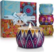 🕯️ bohemian aromatherapy soy candles: exquisite candle gift set for body relaxation - ideal christmas, hanukkah, birthday, or housewarming gifts for women - 4.4 oz scented candles in a 4 pack logo