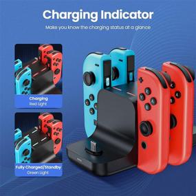 img 2 attached to 🔌 LVFAN 6-in-1 Charger Dock for Nintendo Switch: LED Indicator, Supporting Pro Controller, NS Joycon, 4 Joy-Cons, and 2 Type-C Cables Simultaneous Charging