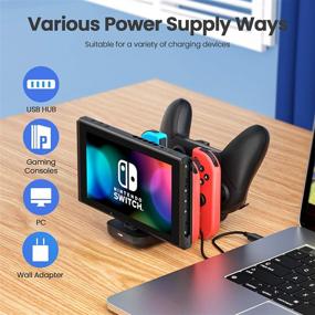 img 1 attached to 🔌 LVFAN 6-in-1 Charger Dock for Nintendo Switch: LED Indicator, Supporting Pro Controller, NS Joycon, 4 Joy-Cons, and 2 Type-C Cables Simultaneous Charging