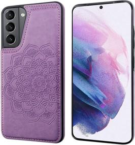 img 2 attached to 📱 Vaburs Galaxy S21 Wallet Case with Card Holder | Embossed Mandala Pattern | Premium PU Leather | Double Magnetic Buttons | Flip Protective Case for Samsung Galaxy S21 (6.2-inch) | Purple