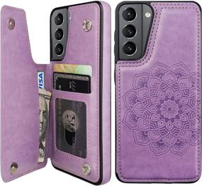 img 4 attached to 📱 Vaburs Galaxy S21 Wallet Case with Card Holder | Embossed Mandala Pattern | Premium PU Leather | Double Magnetic Buttons | Flip Protective Case for Samsung Galaxy S21 (6.2-inch) | Purple