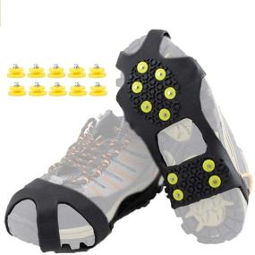 img 4 attached to 👣 HoFire Ice Cleats: Non-Slip Over Shoe/Boot Traction Grips with 10 Steel Studs & Stretchable Slip-on Design