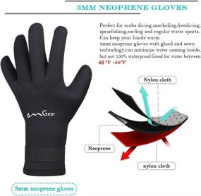 img 3 attached to 🧤 OMGear Neoprene Gloves - 3mm Flexible Thermal Wetsuit Gloves with Adjustable Waist Strap for Snorkeling, Scuba Diving, Surfing, Kayaking, Rafting, Spearfishing, and Sailing