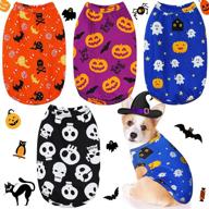 🎃 stylish halloween shirt for dogs: 4-piece breathable pet t-shirt with cute pumpkin ghosts, bats, and skeleton prints - perfect dog apparel for halloween parties! логотип