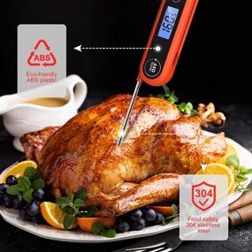 img 1 attached to Waterproof Meat Thermometer with Backlight - Instant Read Food Thermometer for Cooking, Grill BBQ, Baking, Smoker, Deep Fry - Digital Candy Thermometer for Kitchen - Water Milk Oil Liquids Turkey (Orange)