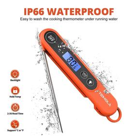 img 2 attached to Waterproof Meat Thermometer with Backlight - Instant Read Food Thermometer for Cooking, Grill BBQ, Baking, Smoker, Deep Fry - Digital Candy Thermometer for Kitchen - Water Milk Oil Liquids Turkey (Orange)