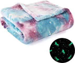 img 4 attached to VUDECO Glow in The Dark Blanket for Kids: Fun Unicorn Blanket for Boys and Girls - Super Soft and Fuzzy Throw Blanket, 50 x 60 inches