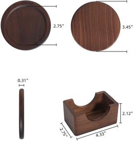 img 3 attached to 🍻 Premium 6-Piece Walnut Dark Wood Coaster Set with Holder - Ideal for Coffee and Beer