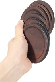 img 1 attached to 🍻 Premium 6-Piece Walnut Dark Wood Coaster Set with Holder - Ideal for Coffee and Beer